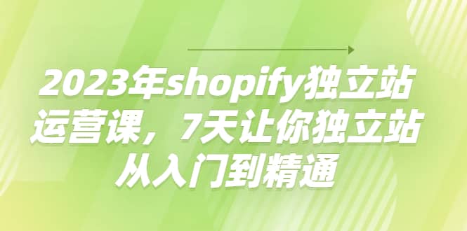2023年shopify独立站运营课，7天让你独立站从入门到精通-大米舅